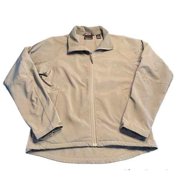 Marmot Softshell Jacket Womens Medium Gray Full Zip Fleece Lined Mock Neck Hi-lo - Picture 1 of 11